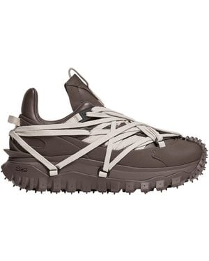 RICK OWENS MONCLER "Trailgrip Megalace" Leather Sneakers - Gray