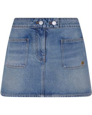 Courreges "Signature" Denim Mini Skirt - Blue