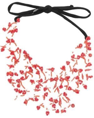 Maria Calderara "Coral Birds" Necklace - Red