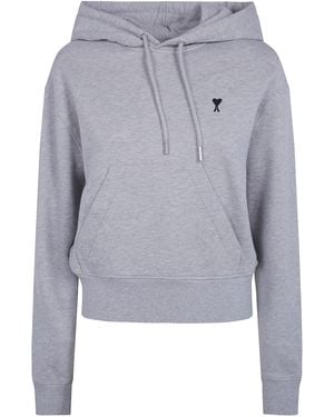 Ami Paris Felpa Con Cappuccio "Quota Ami De Coeur" - Grigio
