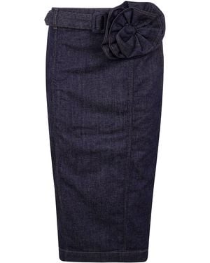 Blugirl Blumarine Denim Jeans Skirt W/Brooch By - Blue