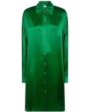 slim fit dress slacks Green Linen Midi Dress – Vintage Belted Summer Shirt Dress Green / Xs main image 0