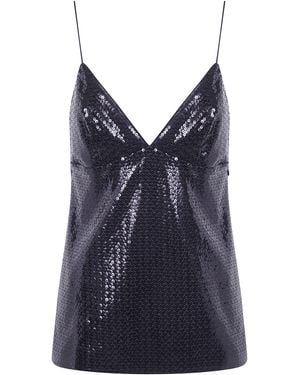 Alberta Ferretti Top Paillettes Jersey - Blue