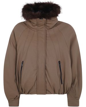 GIOVANNI PARIS Parka With Faux Fur Collar Belina Taupe - Brown