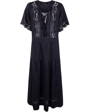 Seventy Ramie Embroidered Dress - Blue