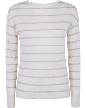 Max Mara Pure "Mxptabella" Stripes Silk Cashmere Jumper - Grey