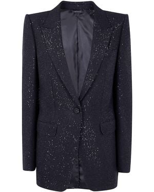 Tom Ford Sequined Wool Blend Crepe Single Breasted Jacket - Blue