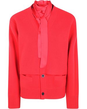 Sacai Jumper Wool Knit Cardigan - Red