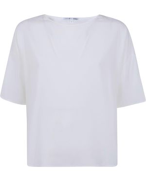 T C ZERO T-Shirt Maniche 3/4 Fit Quadrato - White