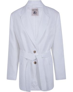 Semicouture Belted Linen Jacket - Blue