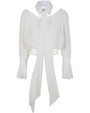 Elisabetta Franchi Offshoulder Blouse - White