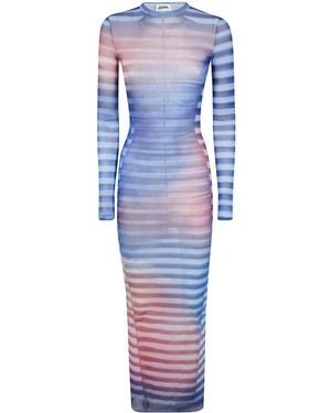 Jean Paul Gaultier Mesh Long Dress Printed Air - Blue
