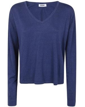 Base London V Neck Jumper - Blue