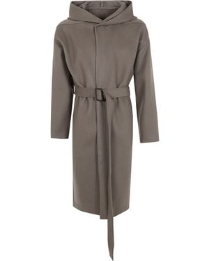 Rick Owens Cappotto Lungo Cinturato "Tower" - Grigio