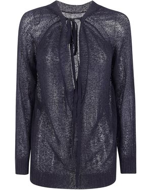 Ann Demeulemeester "Nies" Comfort Jumper With Deep V-Neck On Back - Blue