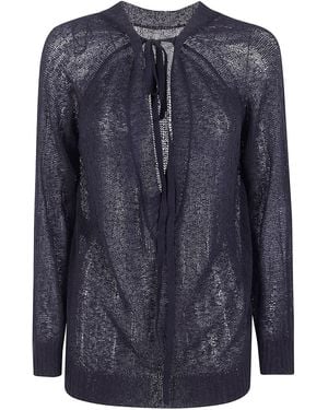 Ann Demeulemeester "Nies" Comfort Jumper With Deep V-Neck On Back - Blue