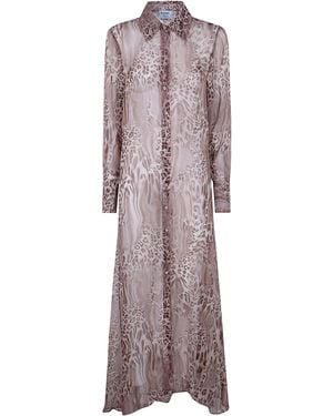Blugirl Blumarine Chiffon Animal Print Extra Long Shirt - Brown