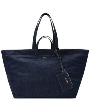 A.P.C. A. P.C. Shoulder Bag "Le Drummer Toile" - Blue