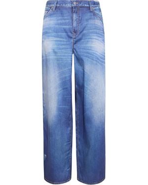 Golden Goose "Journey W's" Boyfriend Peggy Pant Archive Denime Print - Blue