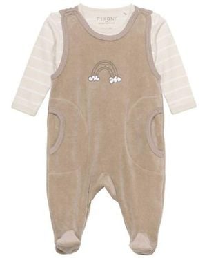 Fixoni Body Long Sleeves With Velour Romper - Natural