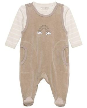 Fixoni Body Long Sleeves With Velour Romper - Natural