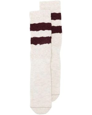 Golden Goose Socks High Rib Stripes Ripped - White