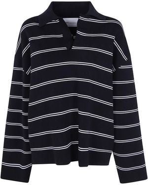 Ami Paris Polo A Maniche Lunghe "Striped" - Nero