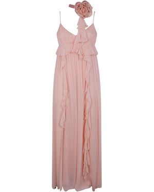 Blugirl Blumarine Georgette Dress With Rouges - Pink