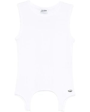 Jean Paul Gaultier Cotton Ribbed Tank Top With Lingerie Garter - White