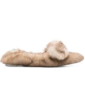 Zimmermann Lamb-Shearling Ballet Flats - Natural