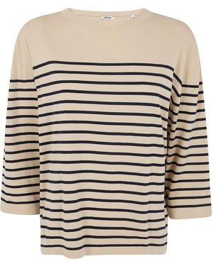 Aspesi Maglione A Collo Rotondo A Righe - Bianco