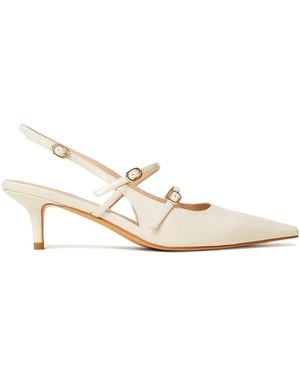 Twinset Pointed Sling Back With Two Belt Low Heel - Natural