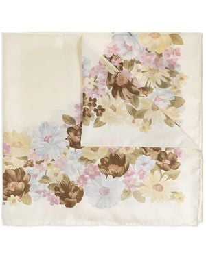 Versace Foulard 90X90 Bio Silk Twill "The Meadow" Inkjet Print - Natural