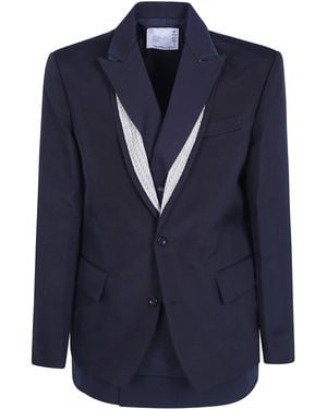 Sacai Giacca Double Faced Silk Cotton "X Doeskin" - Blu
