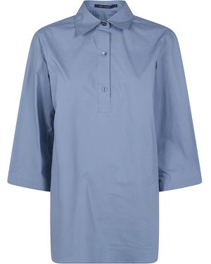 Sofie D ́hoore "Bait" 3/4 Sleeve Shirt With Polo Neck - Blue