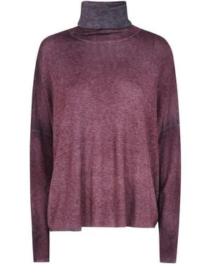 Avant Toi Jumper Hand Painted Ultralight Cashmere Wool High Neck Pull - Purple