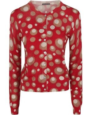 In bed with You Sweater Printed Korean Collar "Polka Dots Print" - Red