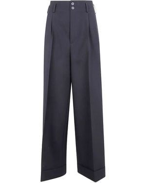 Ibrigu Wide Leg Wool Trousers - Blue