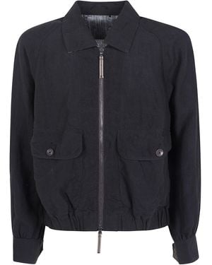 Ziggy Chen Jacket Zippered "Puppytooth Cropped Aviator Jacket" - Black