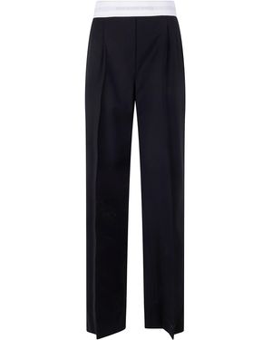 Alexander Wang High Waisted Pleated Pant With Logo Elastic - Blue
