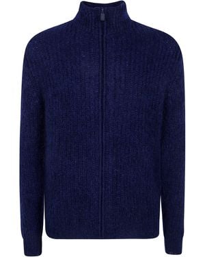 Aspesi "M665" Zip Up Sweater - Blue