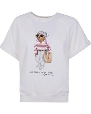 Polo Ralph Lauren Knit Short Sleeves Teddy Print Sweatshirt - White