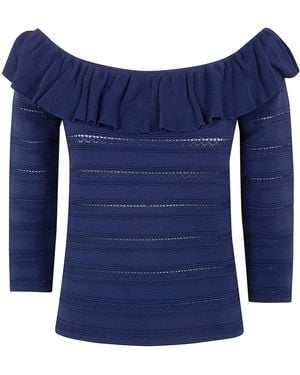 Blugirl Blumarine Viscose Pointelle Jumper - Blue