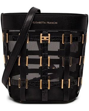 Elisabetta Franchi Studs Satchel Bag - Black