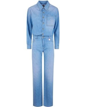Elisabetta Franchi Denim Cotton Jumpsuit - Blue