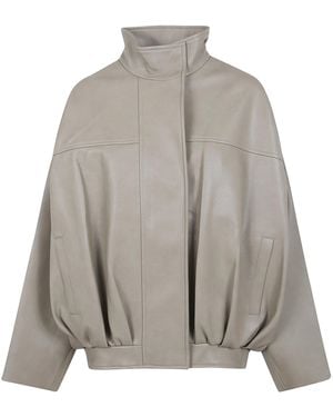 Frankie Shop Veren Faux Leather Bomber Jacket - Green