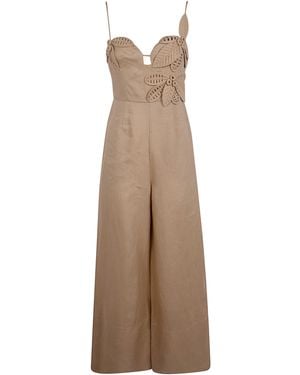 FARM Rio Flowered Jumpsuit - Natural