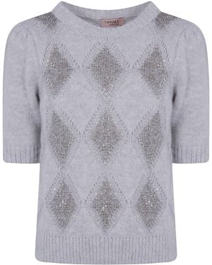 Twinset Jumper Round Neck Short Sleeves - Grey