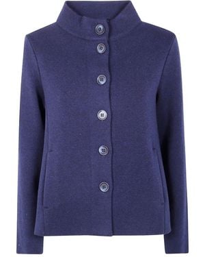 Anneclaire Wool & Cashmere Knit Fabric Jacket - Blue