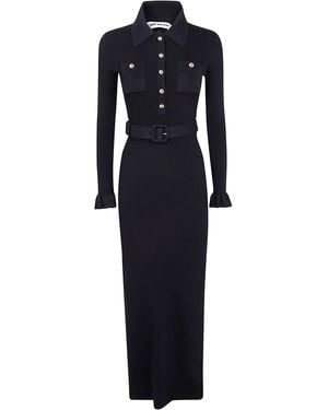 Self-Portrait Ribbed Knit Maxi Dress - Black